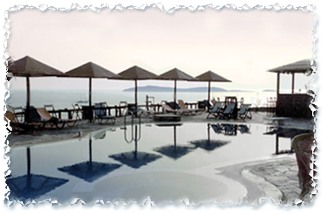 enjoy the unique sunset from our pool - Blue Bay Village - Batsi - Andros - Cyclades Islands - Greece
